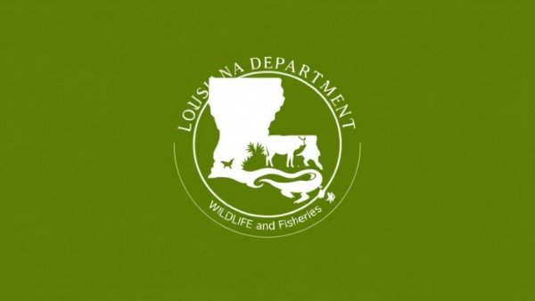 Louisiana Department of Wildlife and Fisheries emblem on olive background.