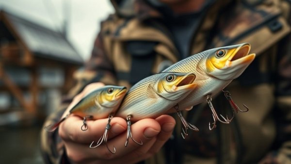 Focused angler inspecting fishing lures at tournament.