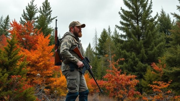 Outdoorsman in camo conserving Boundary Waters forest scene.