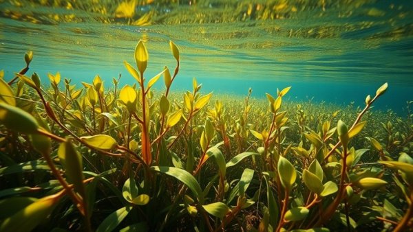 Aquatic plants in a Minnesota lake highlighting ecological diversity.
