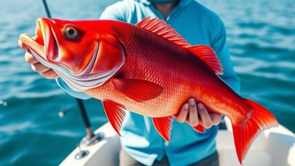 Louisiana Fishing scene with large red fish and agency logo.