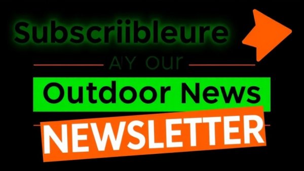 Bold 'Subscribe to our Newsletter' sign with green and orange accents.