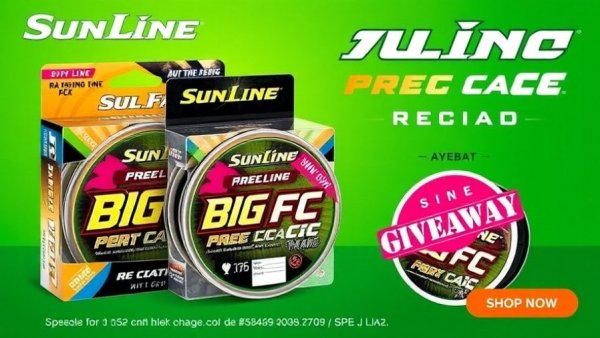 Sunline Big Bait FC fishing line giveaway advertisement.