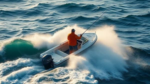 Exciting Black Friday fishing gear deal with fisherman on boat.