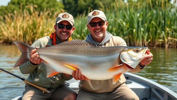 Mississippi River fishing trip with a large fish catch.