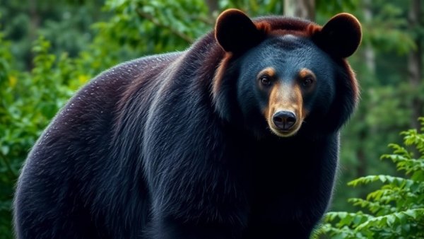 Wisconsin bear hunt tags in lush green forest with black bear.