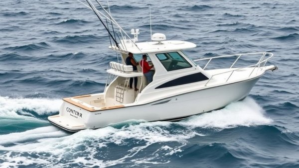 Contender 39 ST fishing boat in action on choppy sea.