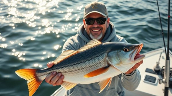 Louisiana Fishing: Angler holding a fish in a boat.