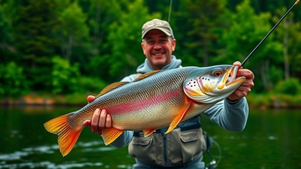 Angler celebrating a catch during a fishing tournament on a lake.