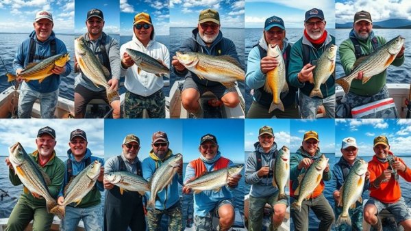 Collage of fishing images showcasing popular viral posts.