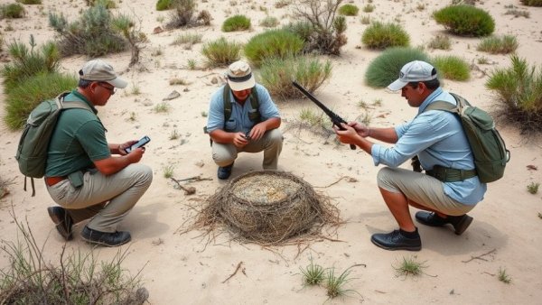 FTA Trappers College instructors demonstrating trap setting outdoors.