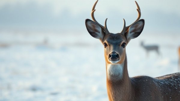 Deer in snowy field representing Upper Peninsula Natural Resources.
