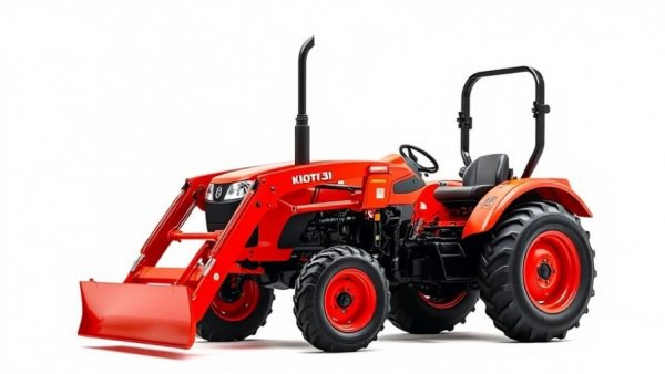 KIOTI CS30 Series ROPS tractor on white background, vibrant and detailed.