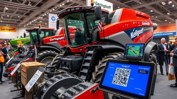 Geringhoff Yield EyeQ technology displayed at farm event with attendees.