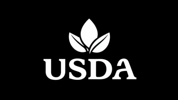 Black and white USDA logo, simple design.