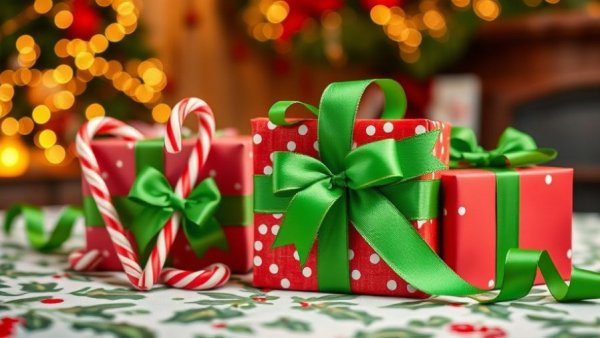 Festive holiday gift for farm families with candy canes and green ribbon.