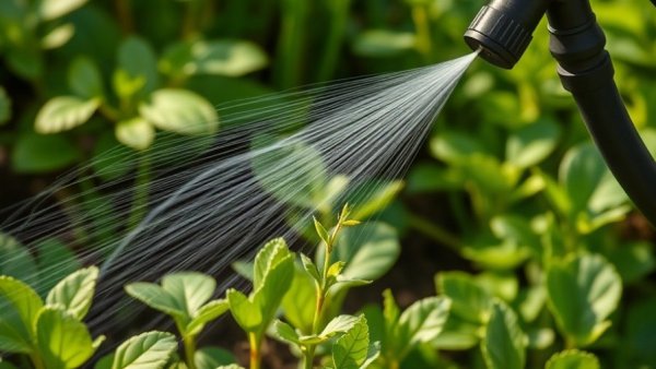 AI-powered weed control system targeting young weeds in a garden.