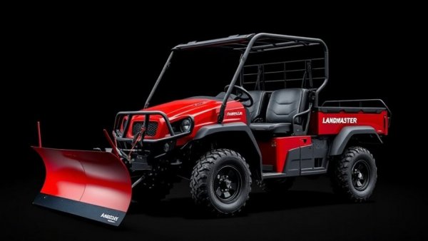 American Landmaster L7XL PRO UTV with snow plow attachment.