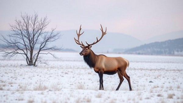 Majestic elk in snowy field, relevant to Michigan elk hunting licenses.