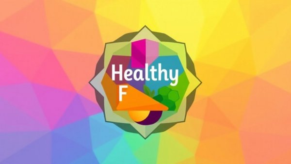 Abstract colorful emblem symbolizing healthy diet in vibrant colors.