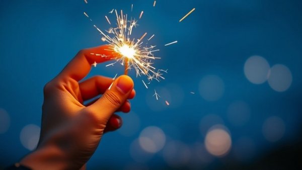 Sparkler glowing in hand, symbolizing passion in goal setting.