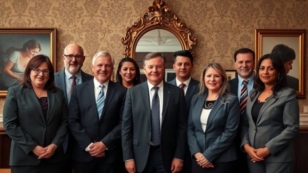ABYC board meeting group photo in formal attire inside a room.