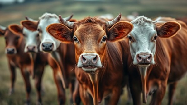Group of cows in a field for beef genetics survey.