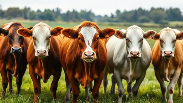 Group of cows in a field for beef genetics survey.