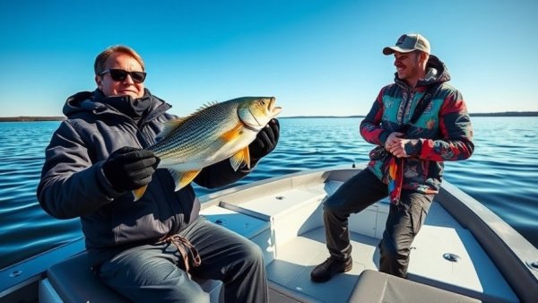 Fishing tournament participants with a catch on a boat.