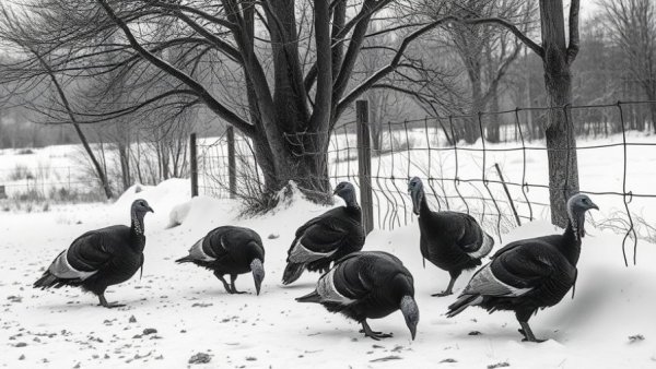 Turkeys in snow, linked to hunting licenses and conservation