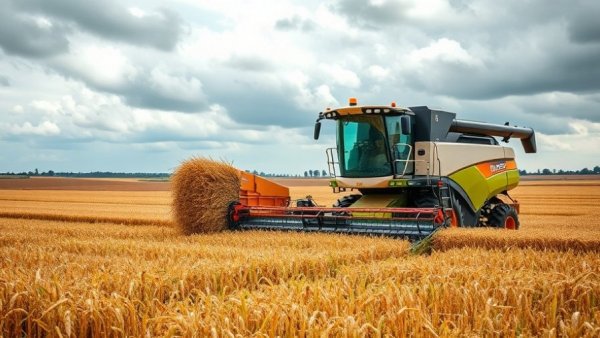 Innovative forage harvester collecting crops in a large field.