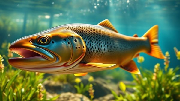 Brown trout swimming in light, highlighting sustainable fishing practices.