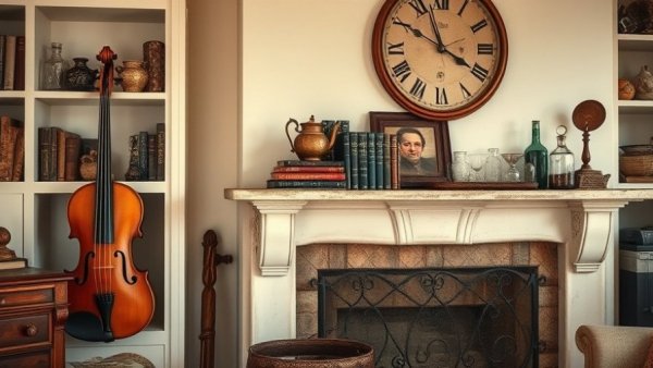 Thrifted home décor tips in a vintage-style interior with eclectic items.