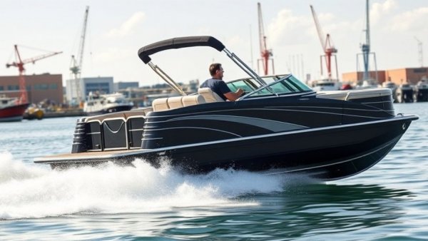 2026 Revel RS25L Performance Pontoon in action at marina