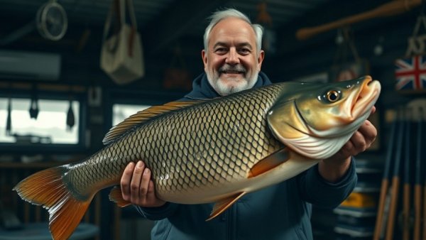 World record carp fishing triumph with senior angler.