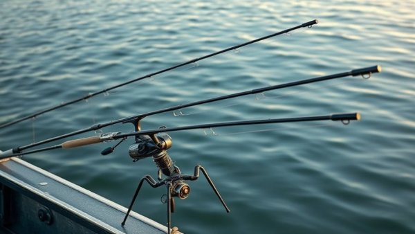 Spider rig setup for crappie fishing with multiple rods on a boat.