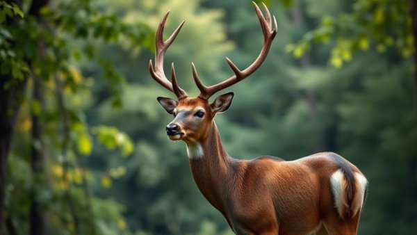 Majestic deer with antlers in Louisiana forest.