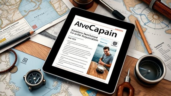 ActiveCaptain manual on tablet with navigation charts and tools.
