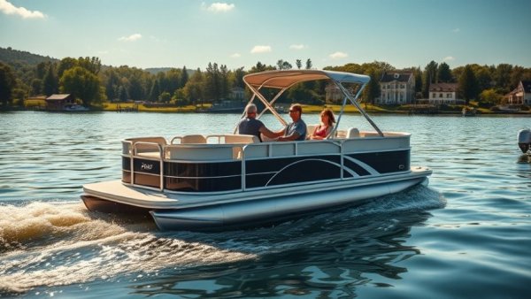 2026 Starcraft SX 25 Q DC pontoon cruising on a serene lake day.