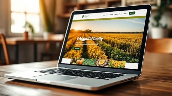 Laptop showcasing farm website, related to rural broadband solutions in Saskatchewan.
