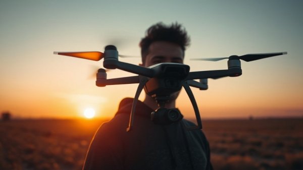 Silhouette operating a drone at sunset on a field, highlighting fair chase in fishing technology.