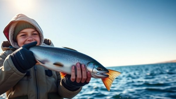 Young angler with a big trout fishing in Louisiana on a sunny day.