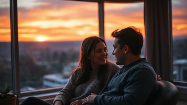 Intimate moment illustrating emotional connection in relationships at sunset.