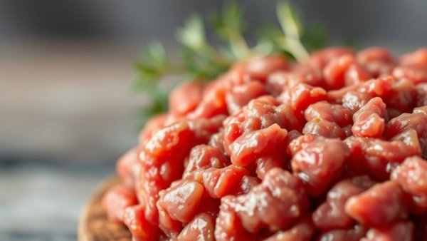 Close-up view of raw minced beef, highlighting Argentine beef.