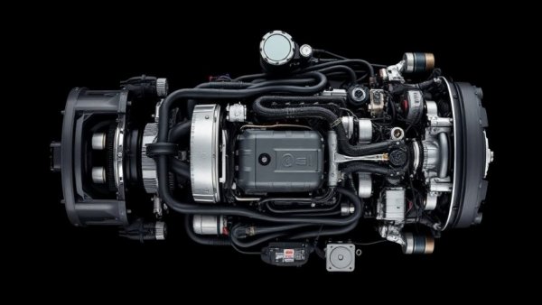 Top-view of high-tech fishing engine system, Fishing Engines 2026 innovation.