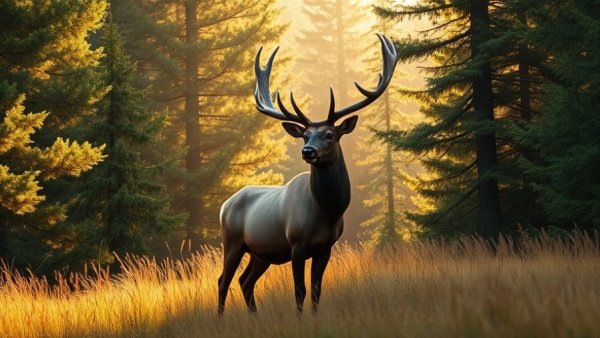 Elk in a forest clearing, relating to Wisconsin elk hunting tags.