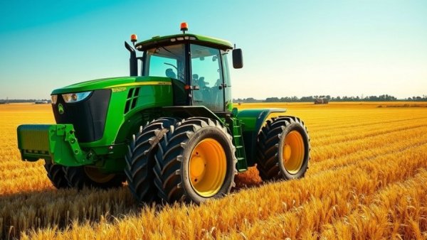 Green tractor on wheat field, illustrating farm equipment financing.