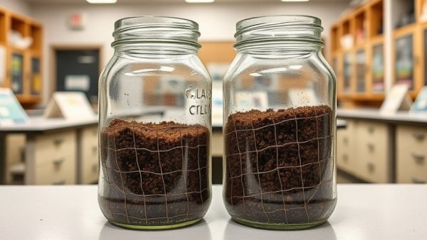 No-till farming slake test comparing soil stability.