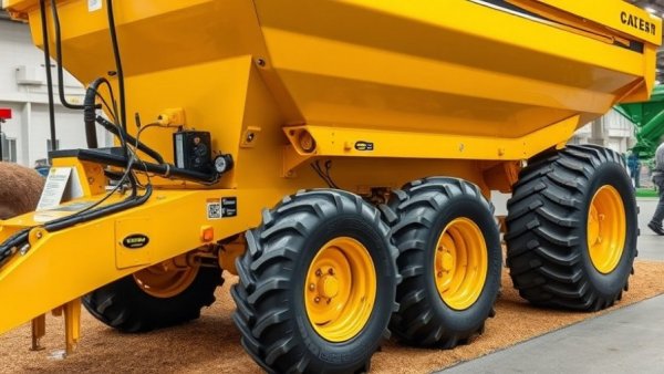 American manufacturing manure spreaders showcased in an exhibition.