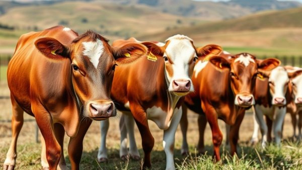 Sustainable beef farming: cows grazing in lush green pasture.